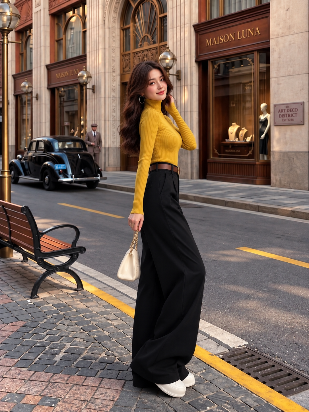 TANDUL Women Mustard Yellow Ribbed Knit Turtleneck Sweater
