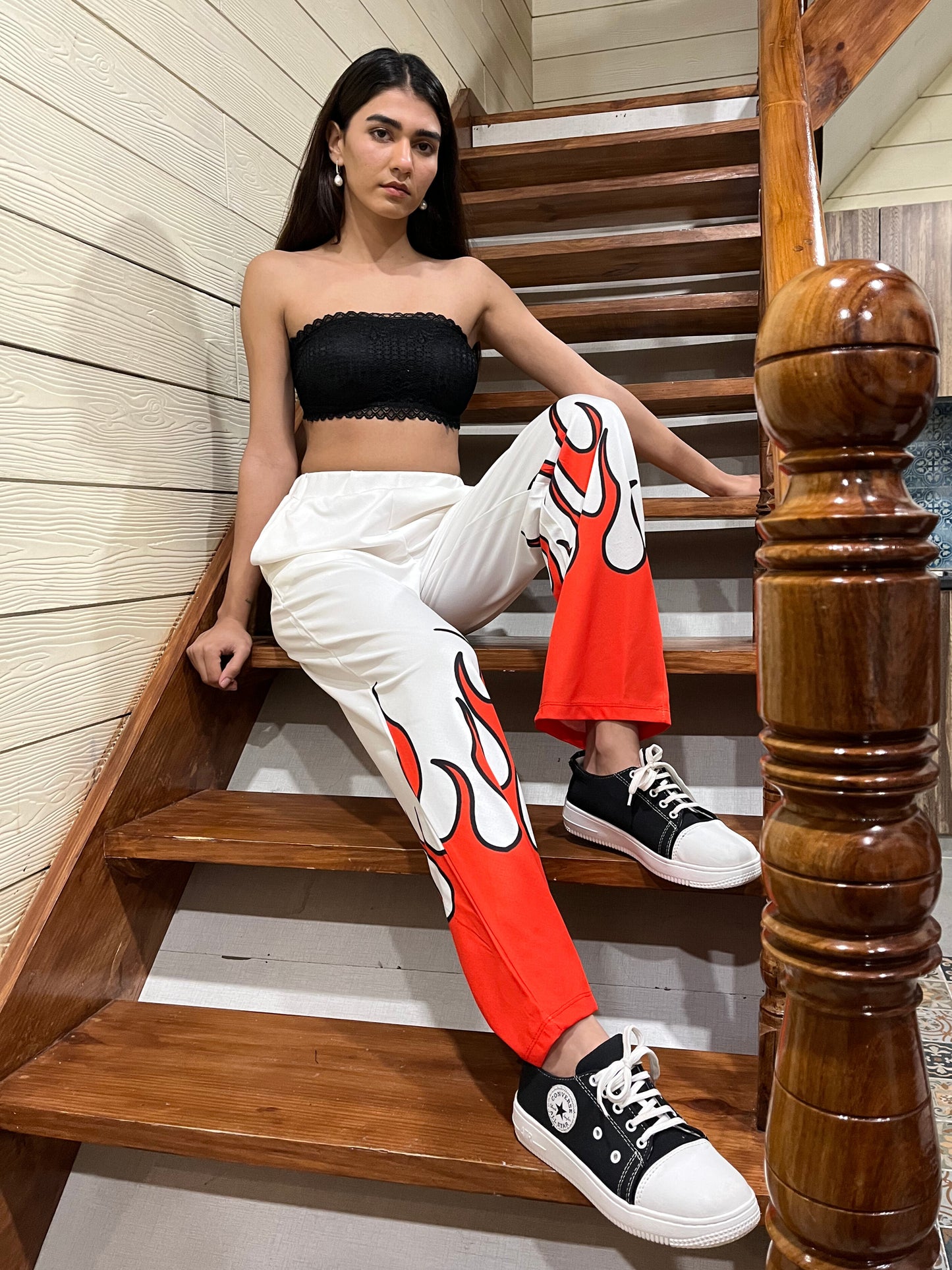 TANDUL Women Striking Flame-Emblazoned Trouser