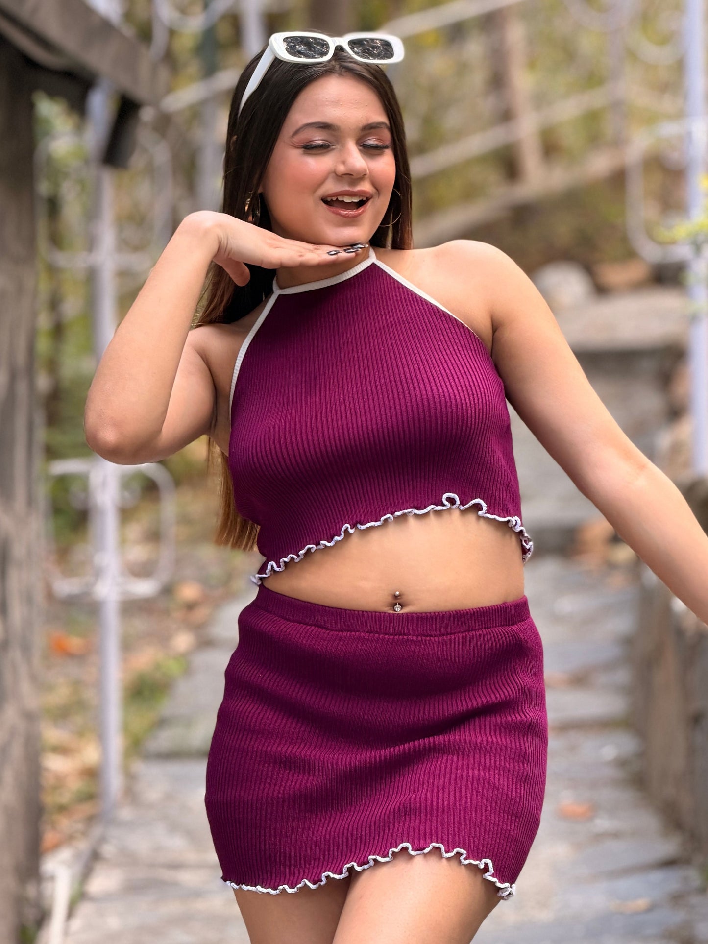 TANDUL Women Purple Knitted Co-Ord Set
