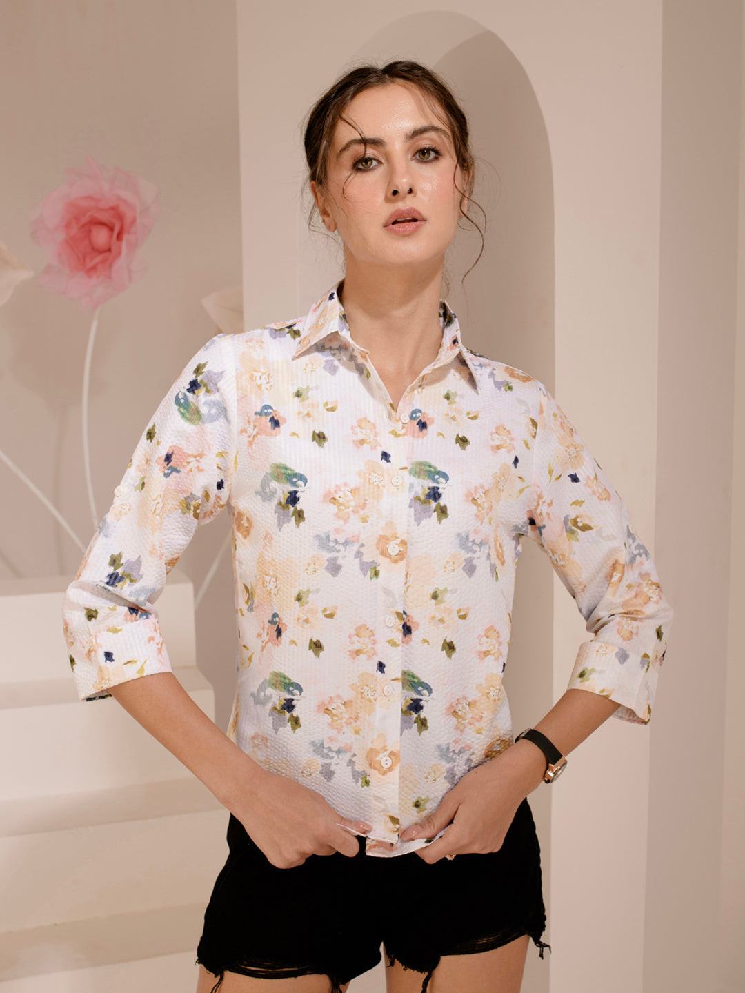 TANDUL  Women Regular Fit Printed Built-up Collar Casual Shirt