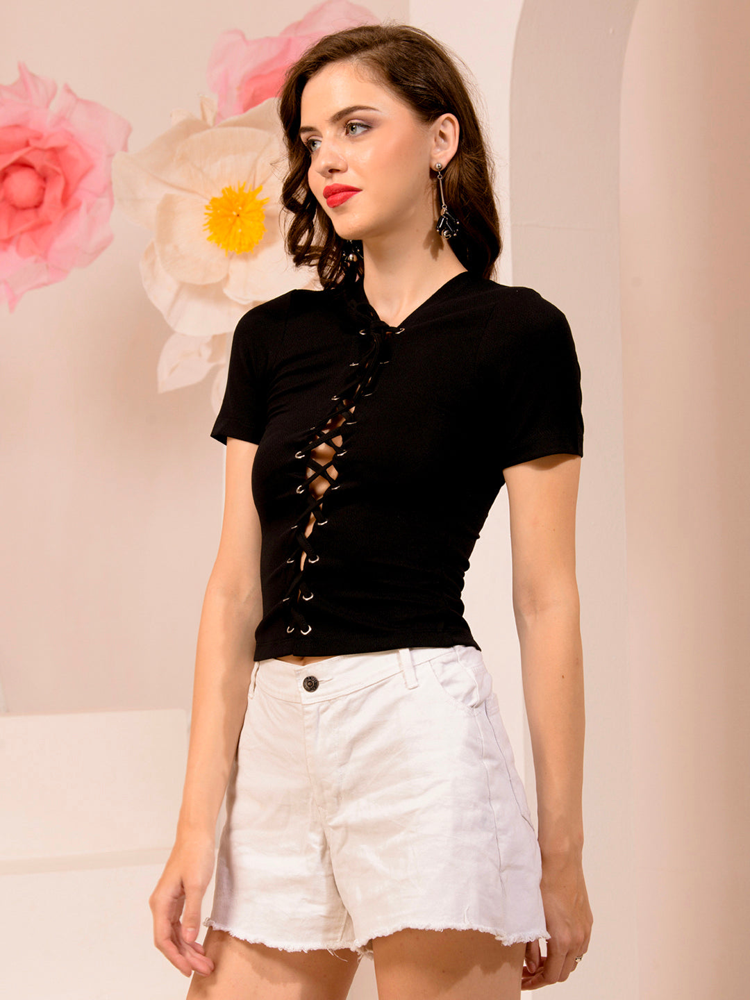TANDUL  Casual Regular Sleeves Solid Women Black Top