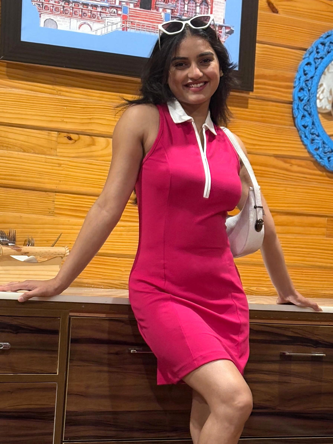 TANDUL Women Solid Pink Polo Dress
