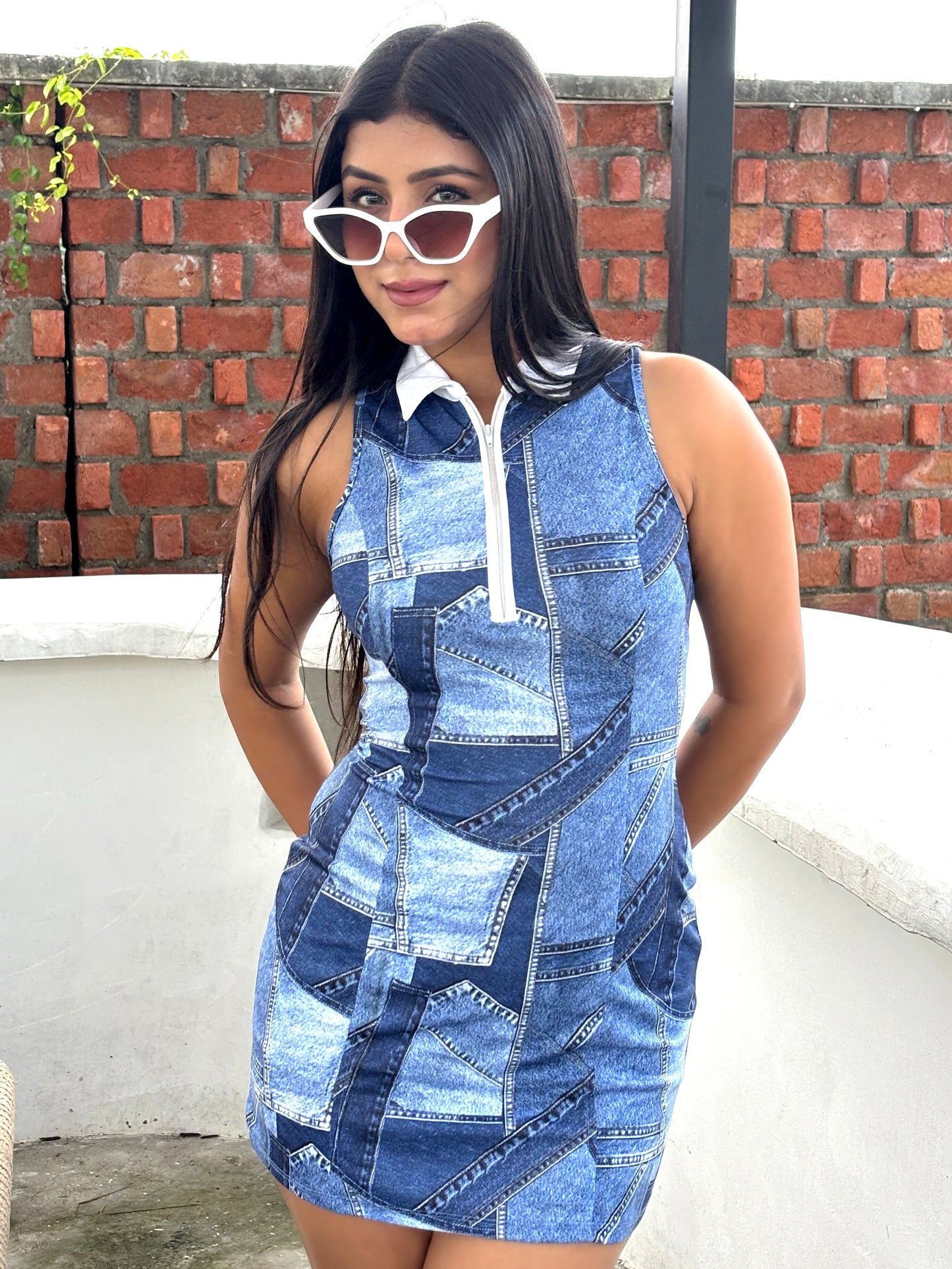 TANDUL Women Chic Denim Printed Dress