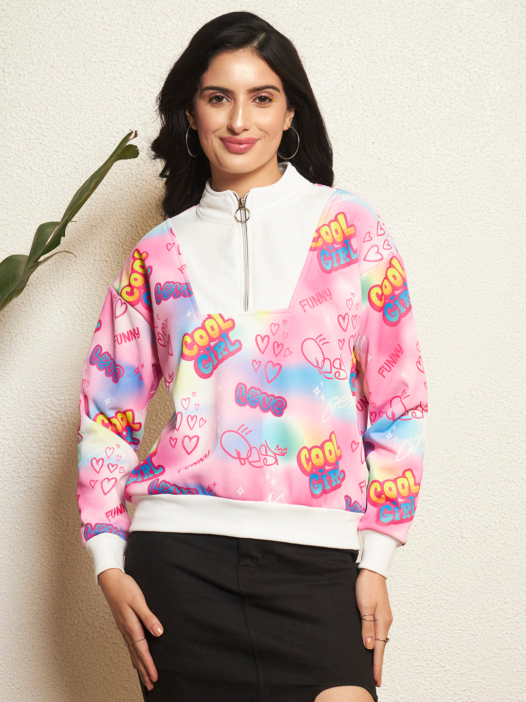TANDUL Women Vibrant Pink Sweatshirt