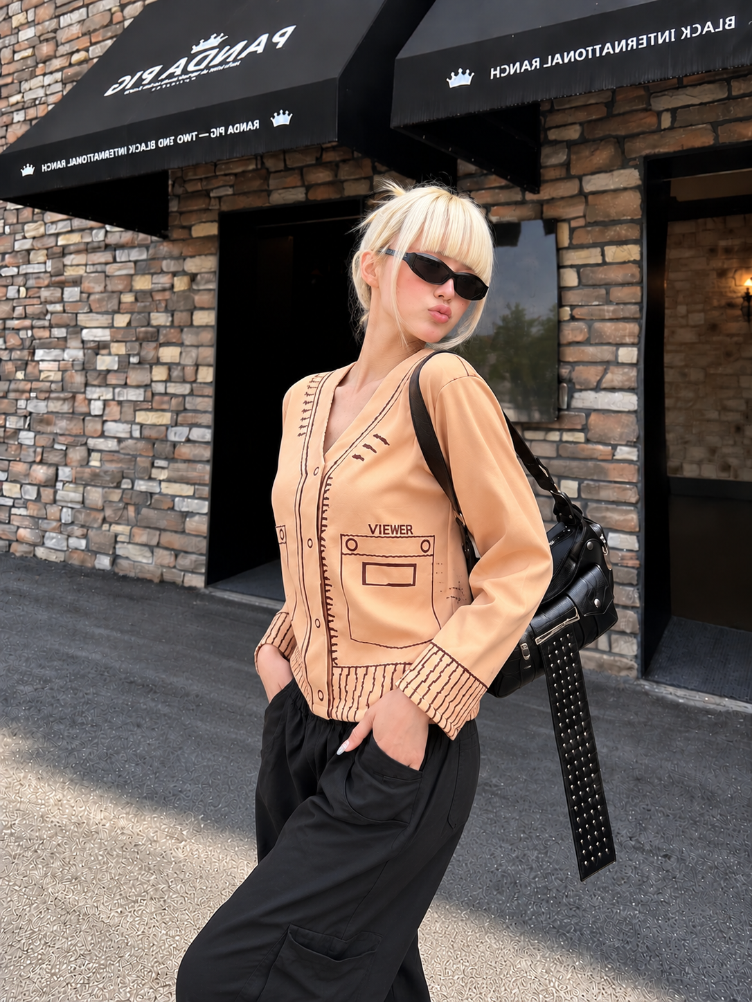 TANDUL Women Long Sleeve V-Neck Graphic Button-Up Jacket