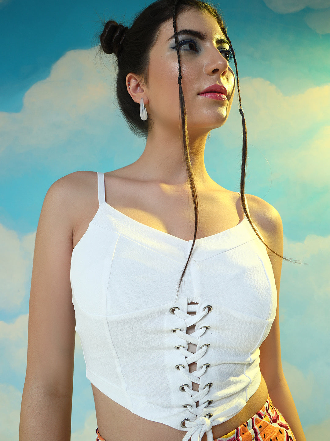 TANDUL  Casual Sleeveless Solid Women White Top