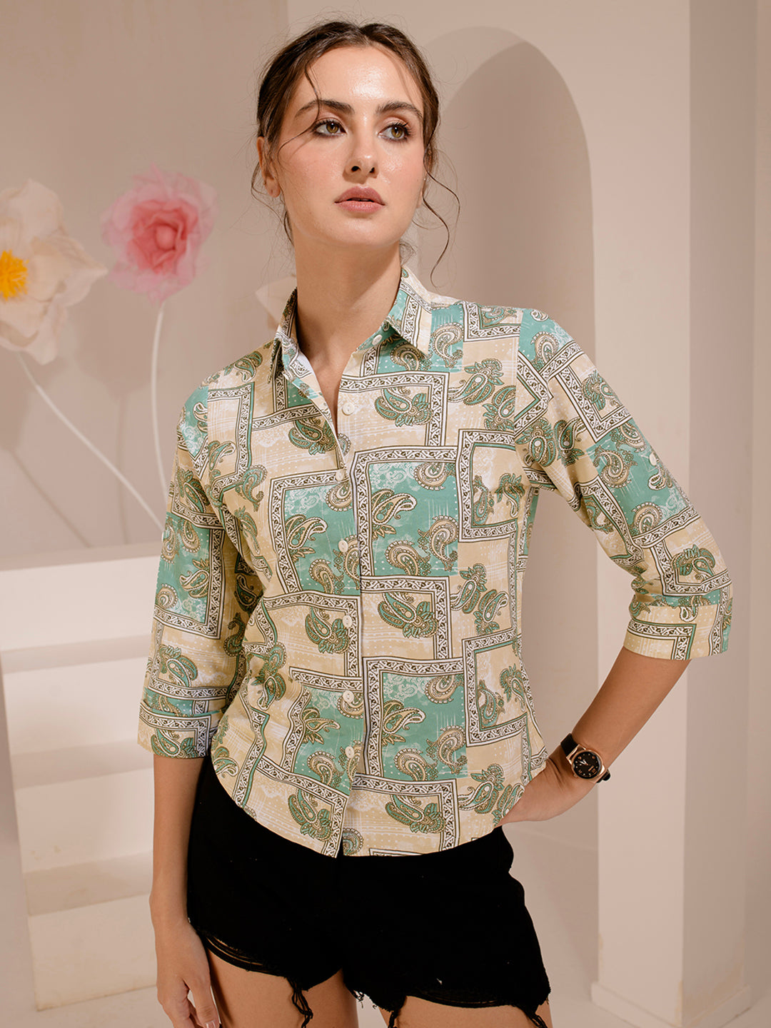 TANDUL  Women Regular Fit Printed Built-up Collar Casual Shirt