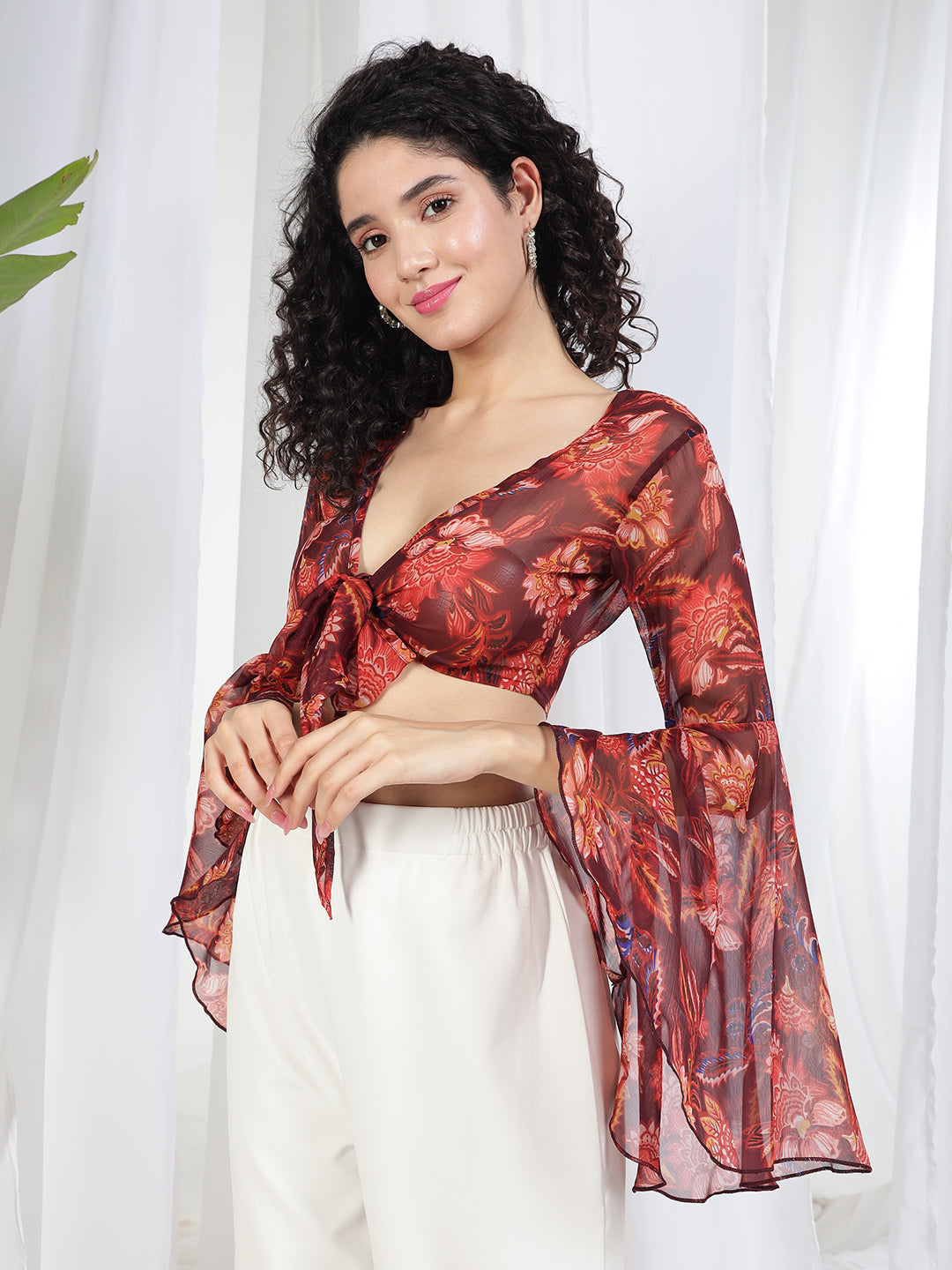 TANDUL Women Fit and Flare Brown Top