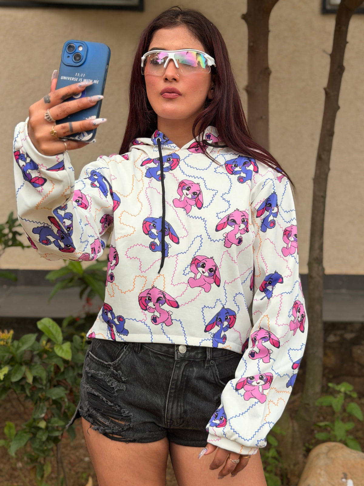 TANDUL Women Cartoon Character Printed Cropped Hoodie