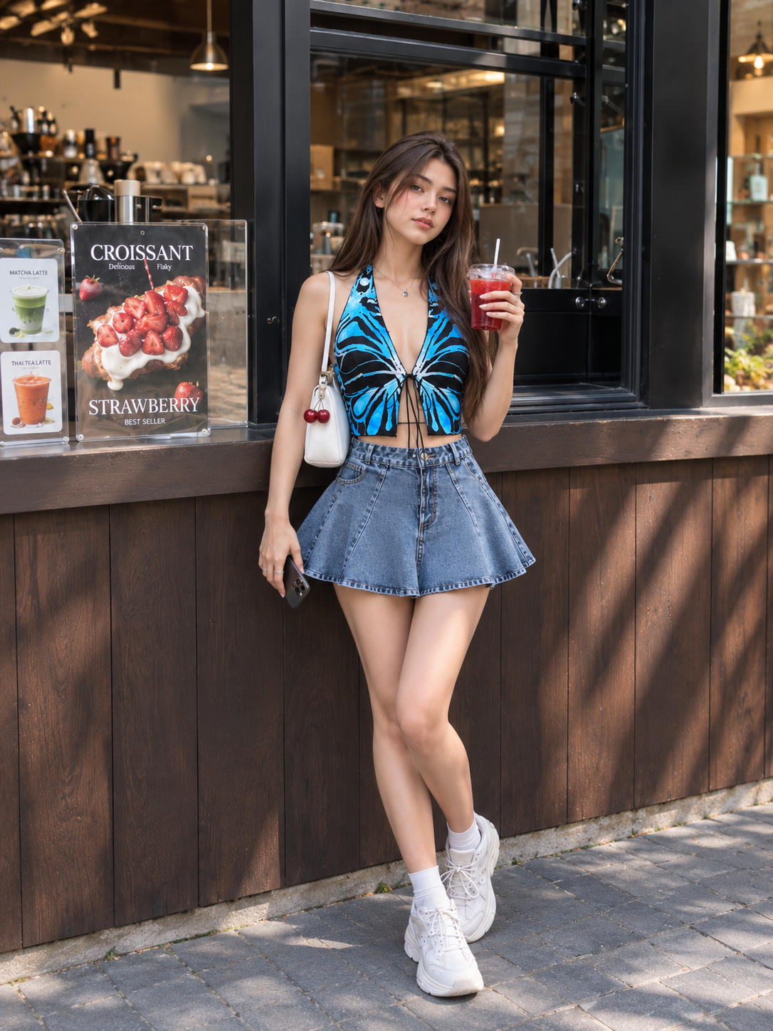 TANDUL Women Vibrant Blue Butterfly Halter Top