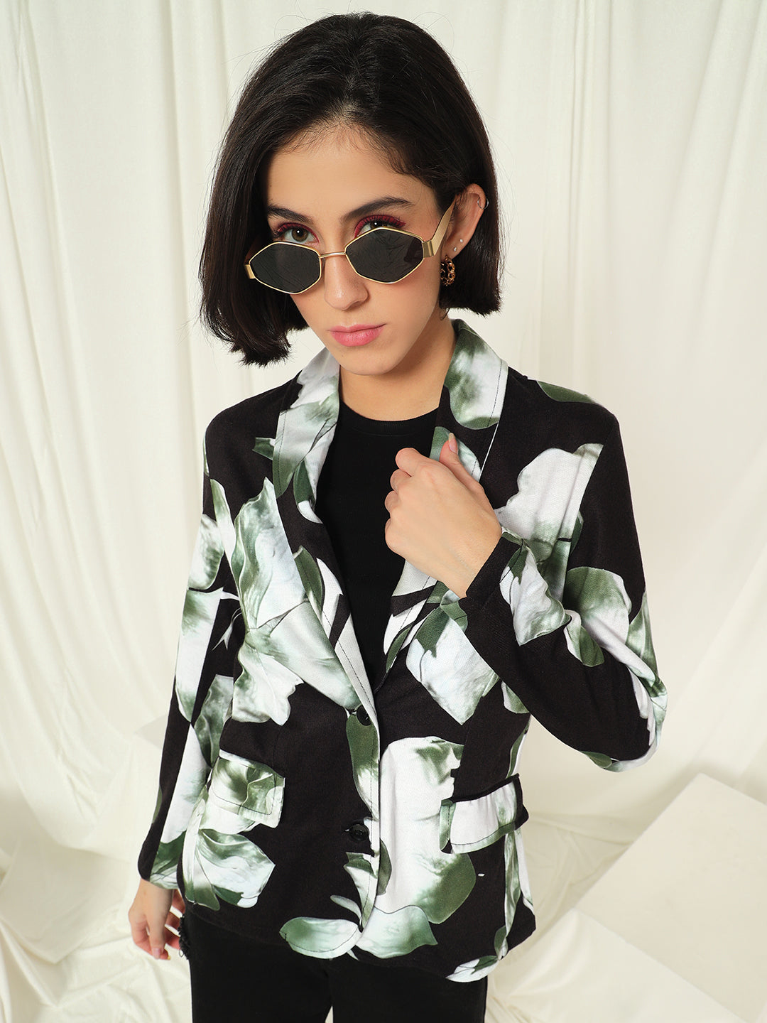 TANDUL  Fleece Floral Print Coat For Women