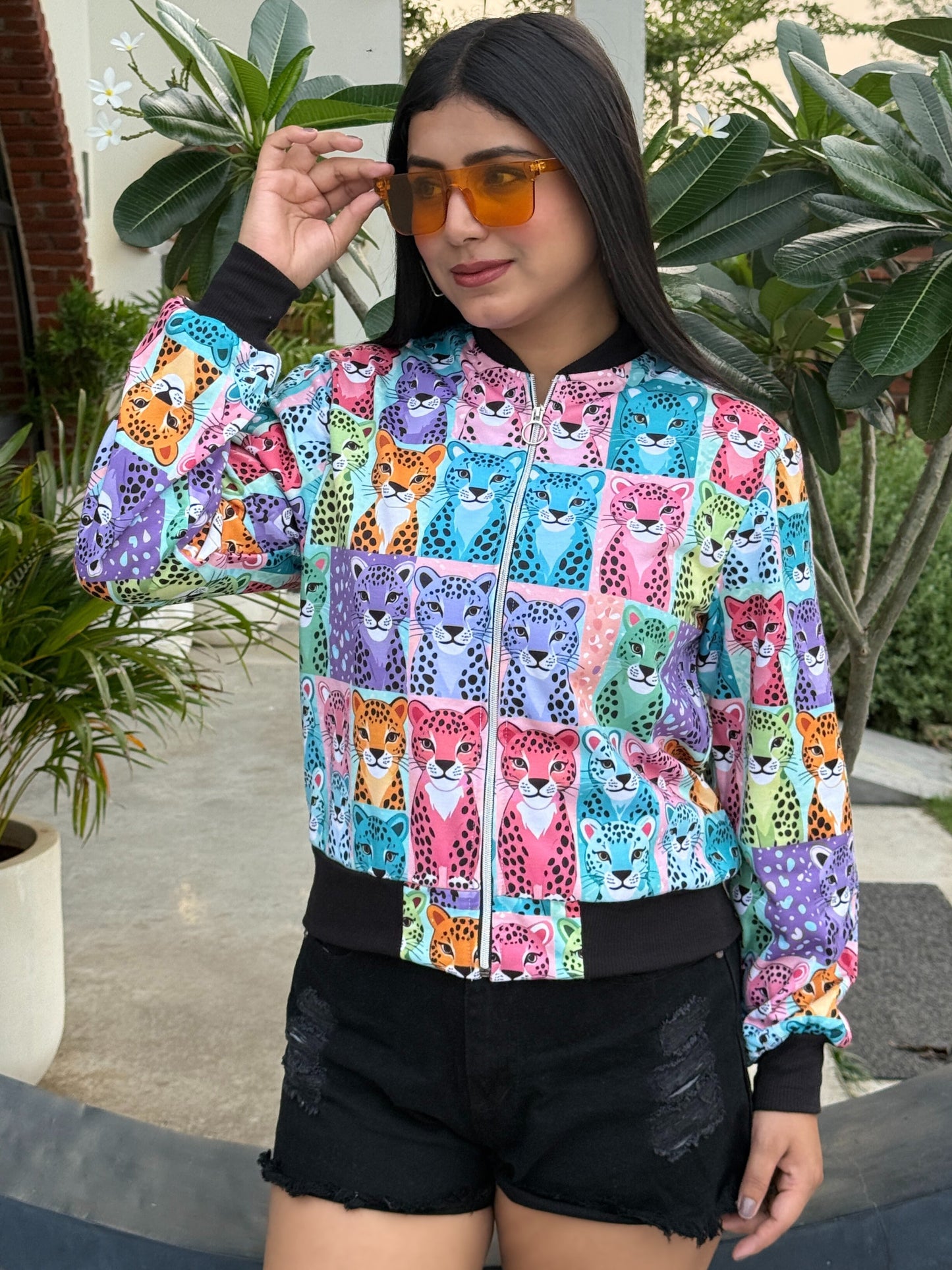 TANDUL Women Vibrant Cat Printed Jacket
