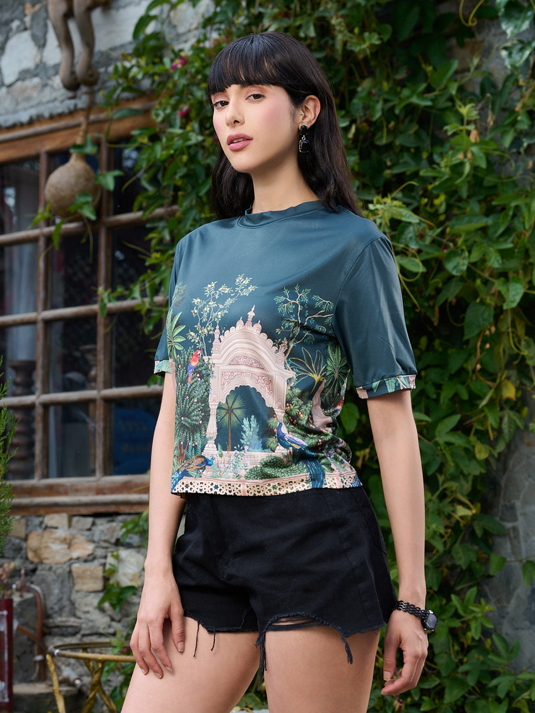 TANDUL Green Printed Women T-shirt