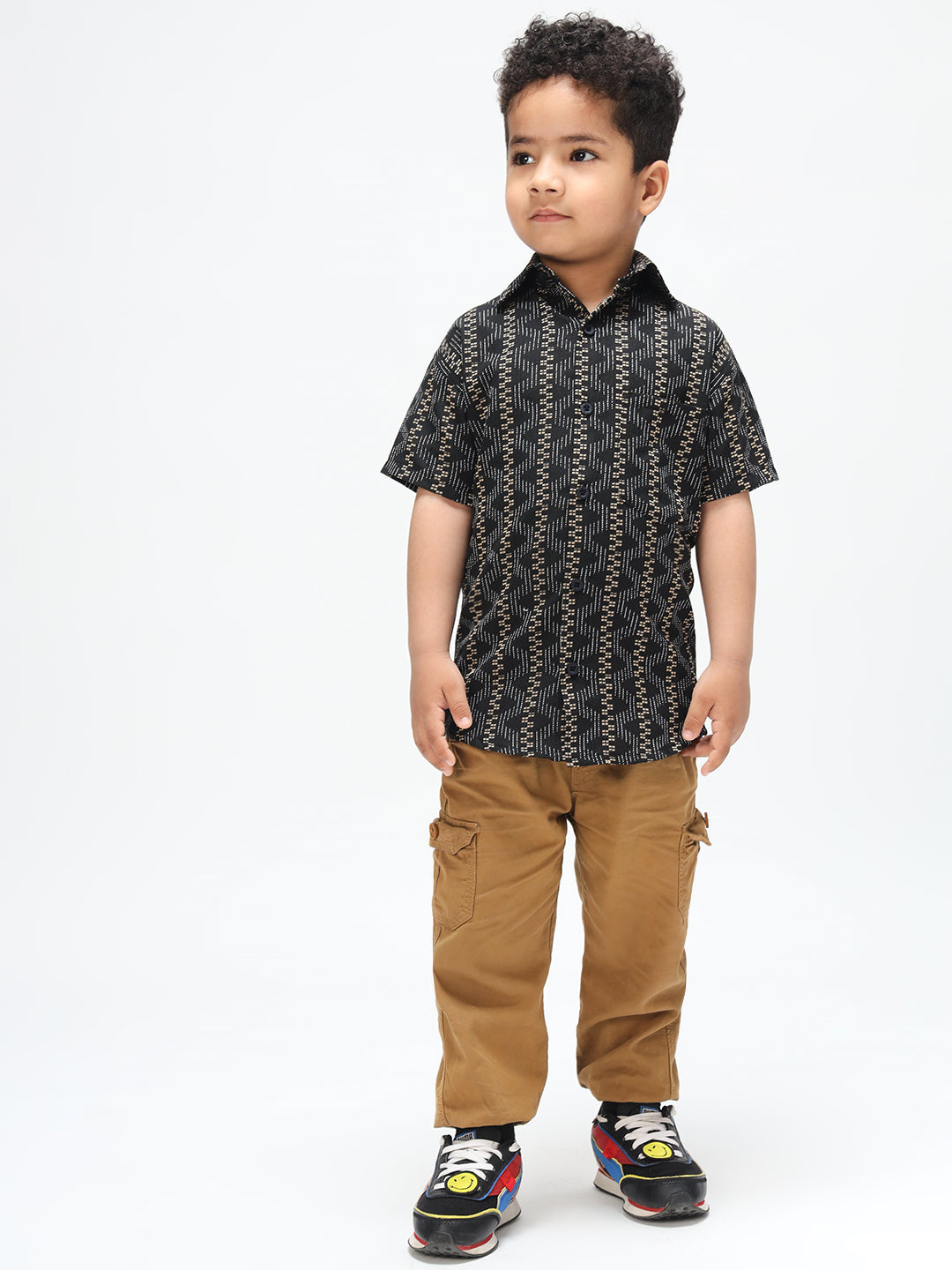 Boys Stylish Black Shirt Printed Casual Shirt