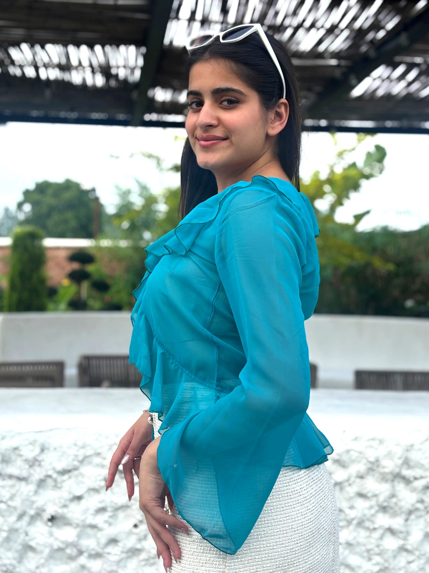 TANDUL Women Skyblue Georgette Top