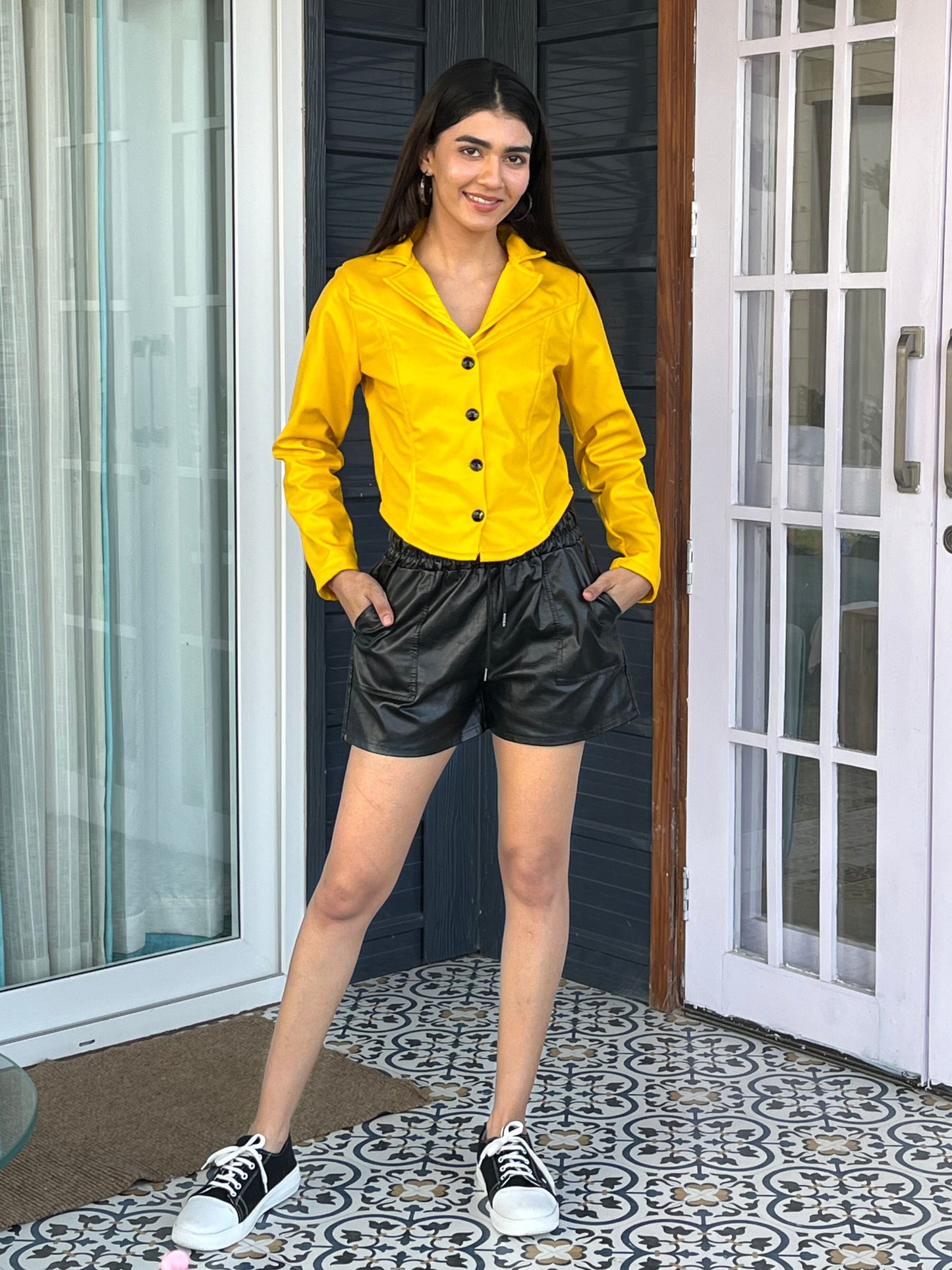 TANDUL Women Stunning Yellow Leather Jacket