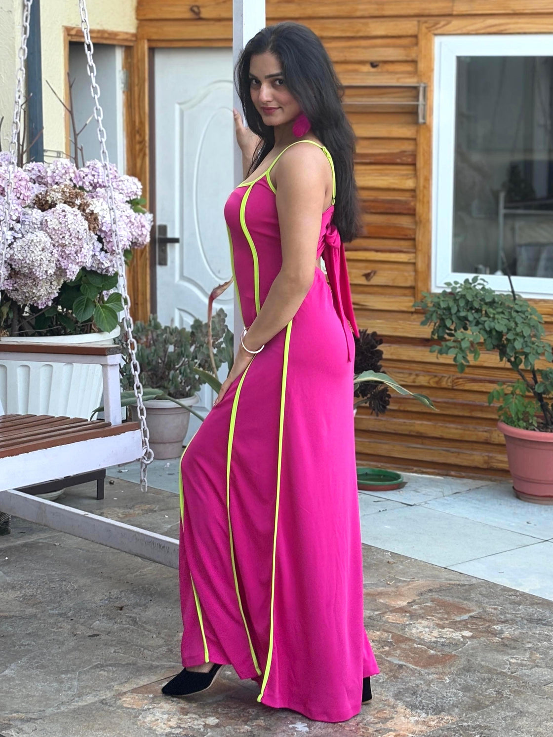 TANDUL Women Stunning Fuchsia Pink Dress
