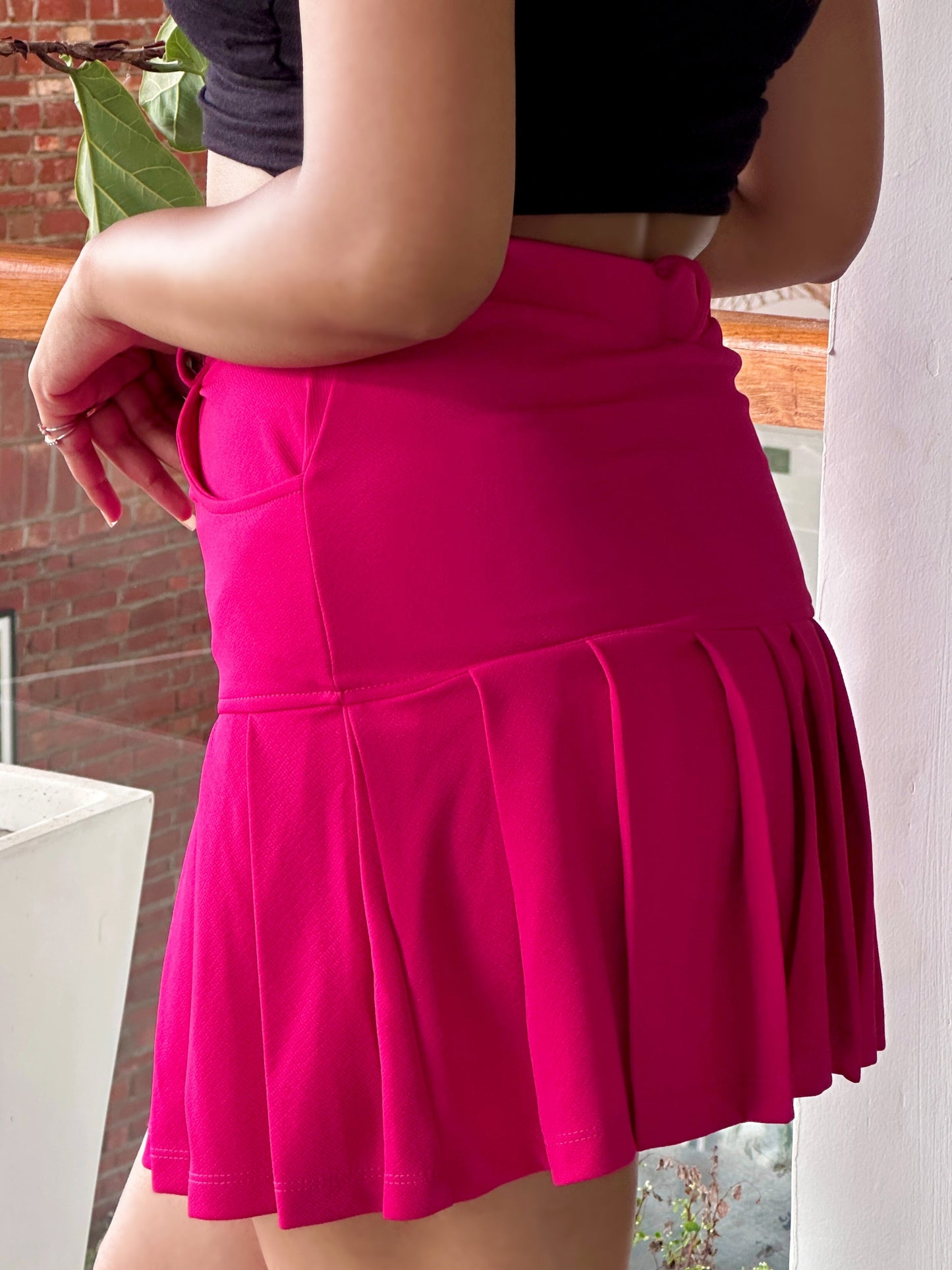 TANDUL Women Stylish Pink Knife Pleated Skirt