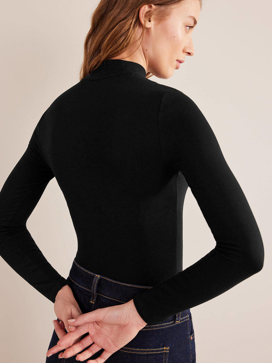 TANDUL  Women Solid High Neck Black Sweater