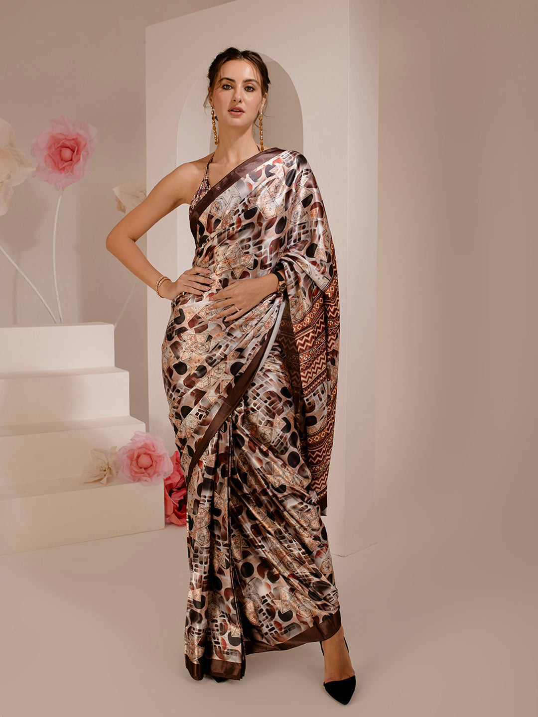 ELTIRE Exquisite Printed Satin Saree