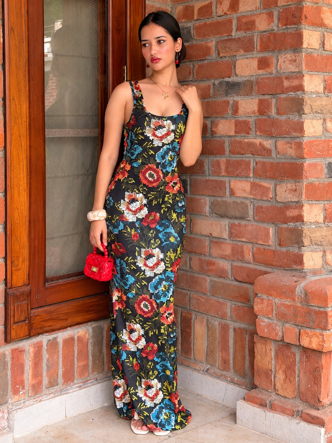 TANDUL Women Exquisite Floral Bodycon Dress