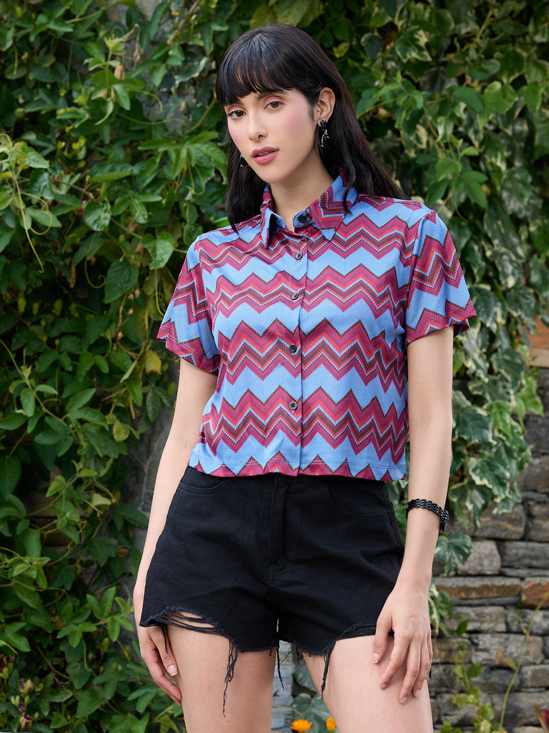 TANNDUL Women Chevron Printed Shirt