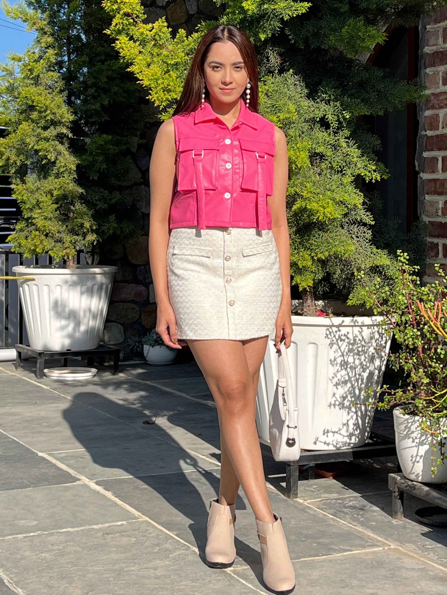 TANDUL Women Pink Leather Jacket