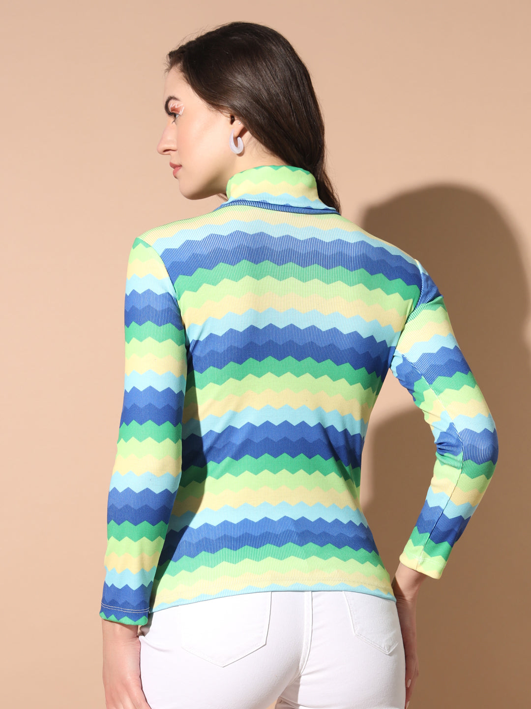 TANDUL Women Printed High Neck Multicolor Sweater