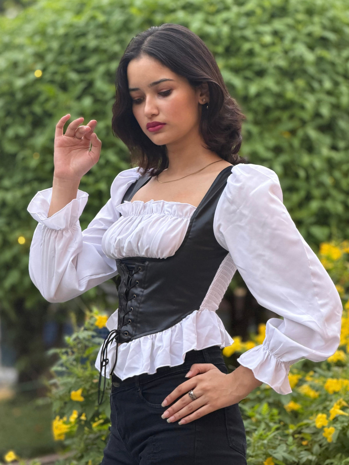 TANDUL Women Stylish White and Black top