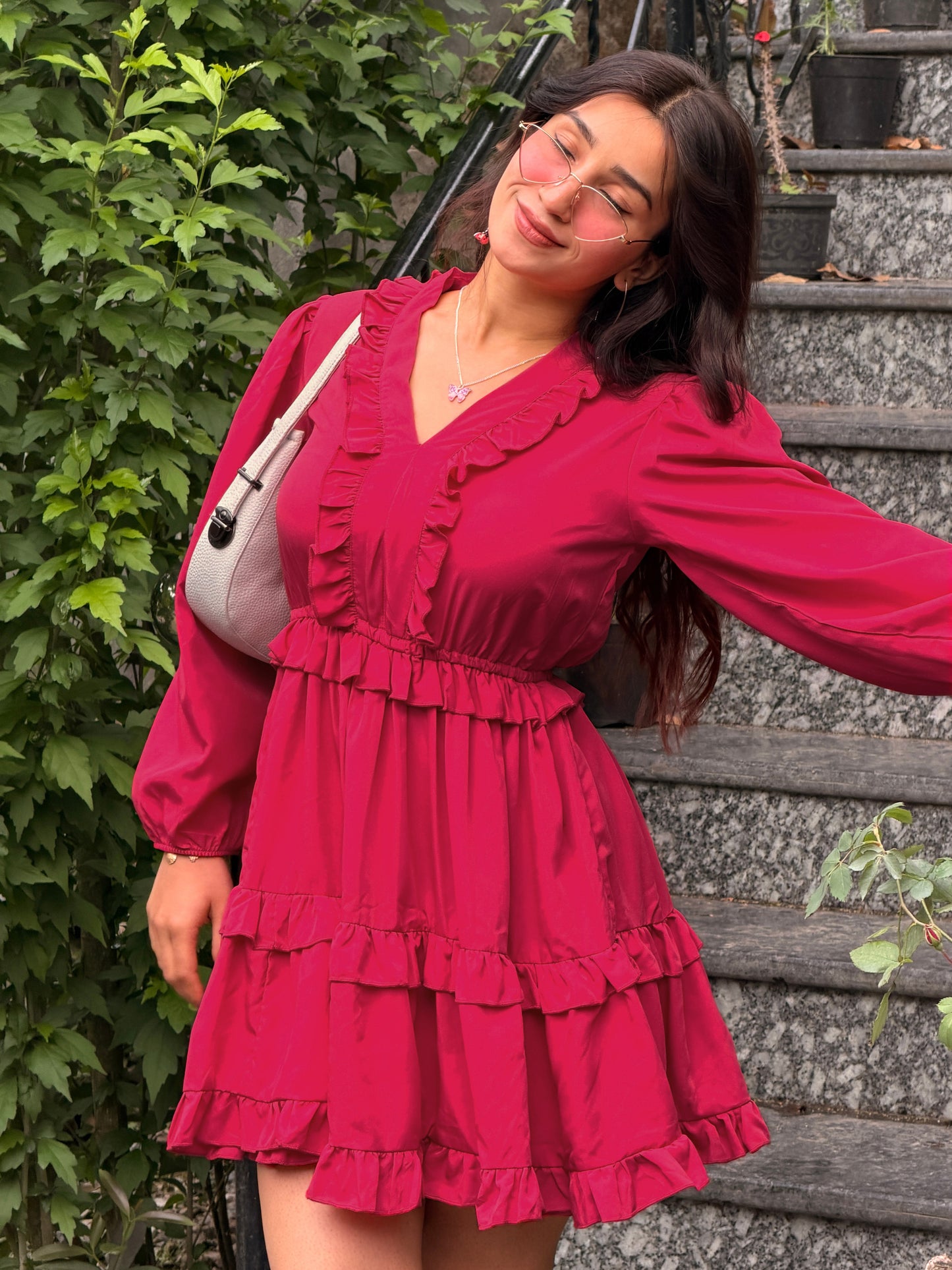 TANDUL Women Fuchsia Pink Flared Dress
