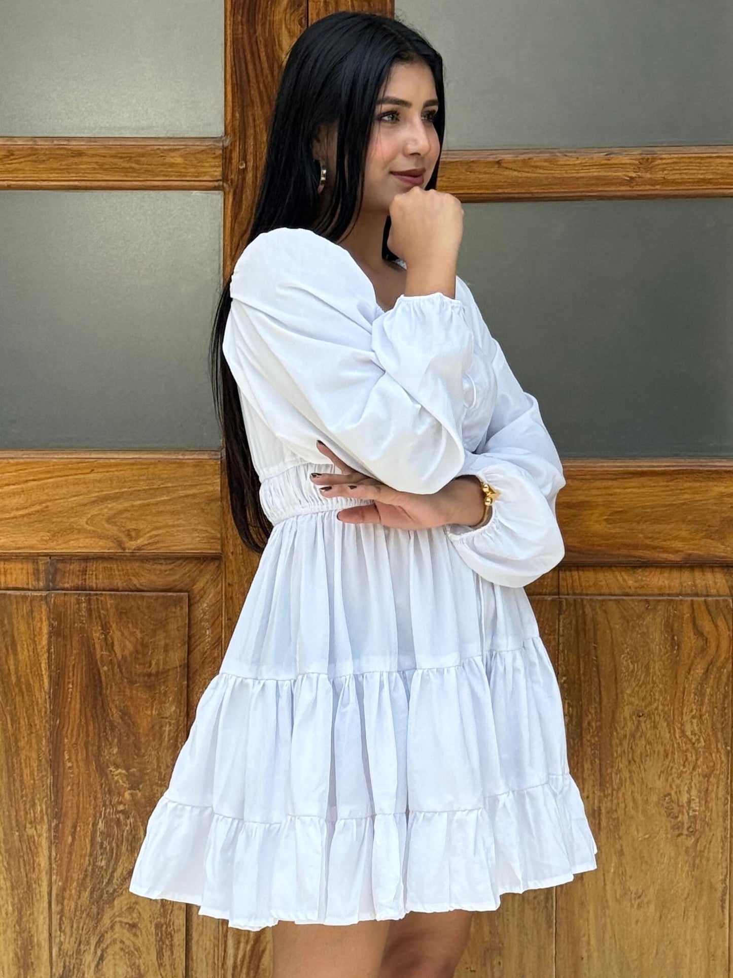 TANDUL Women White  Solid Flared Dress