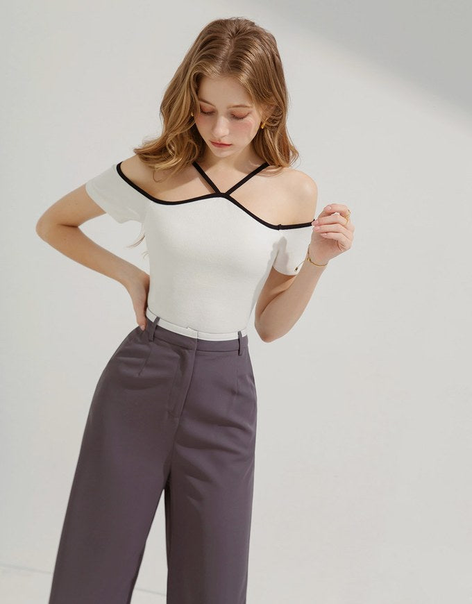 TANDUL  Casual Cold Shoulder Sleeves Solid Women White Top