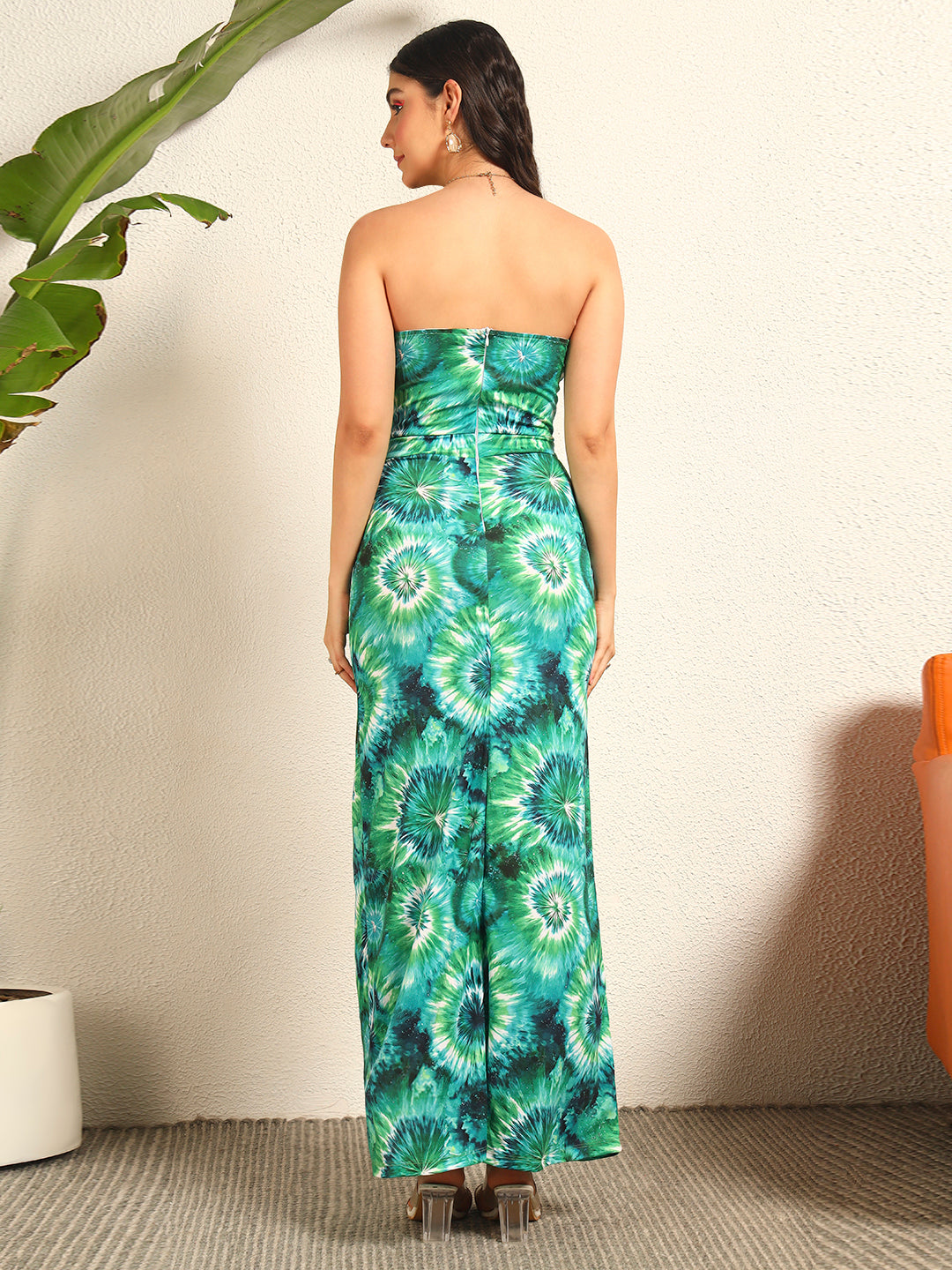 TANDUL Women Stunning Green Tie-dye Dress