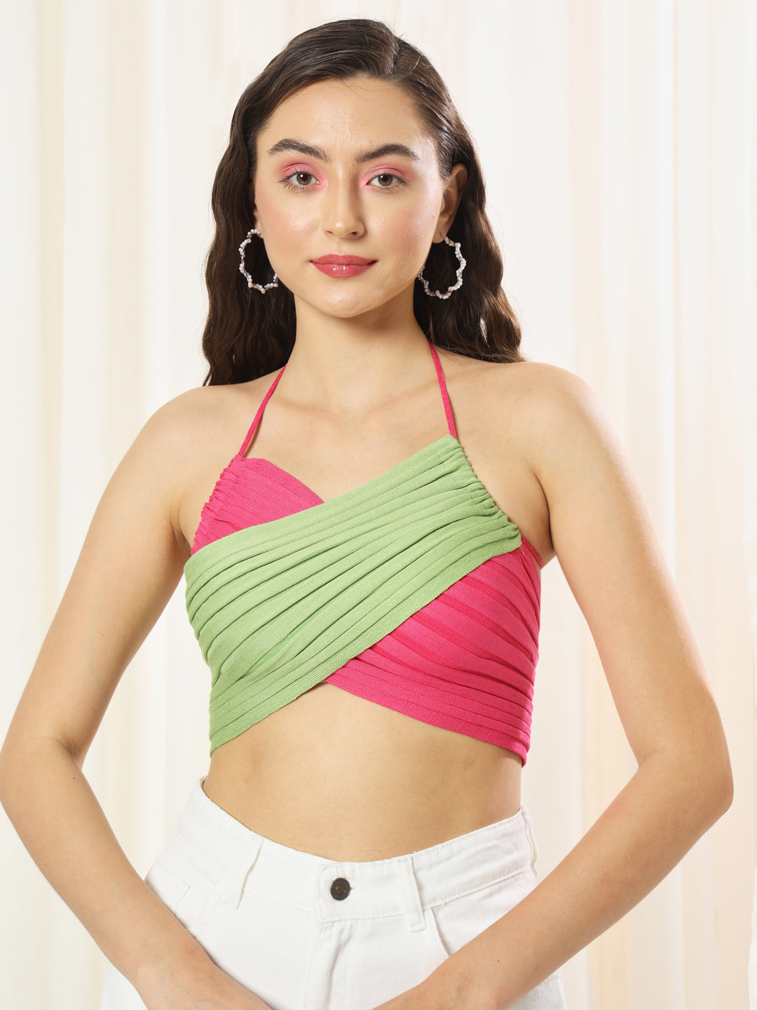 TANDUL  Casual Sleeveless Solid Women Green Top