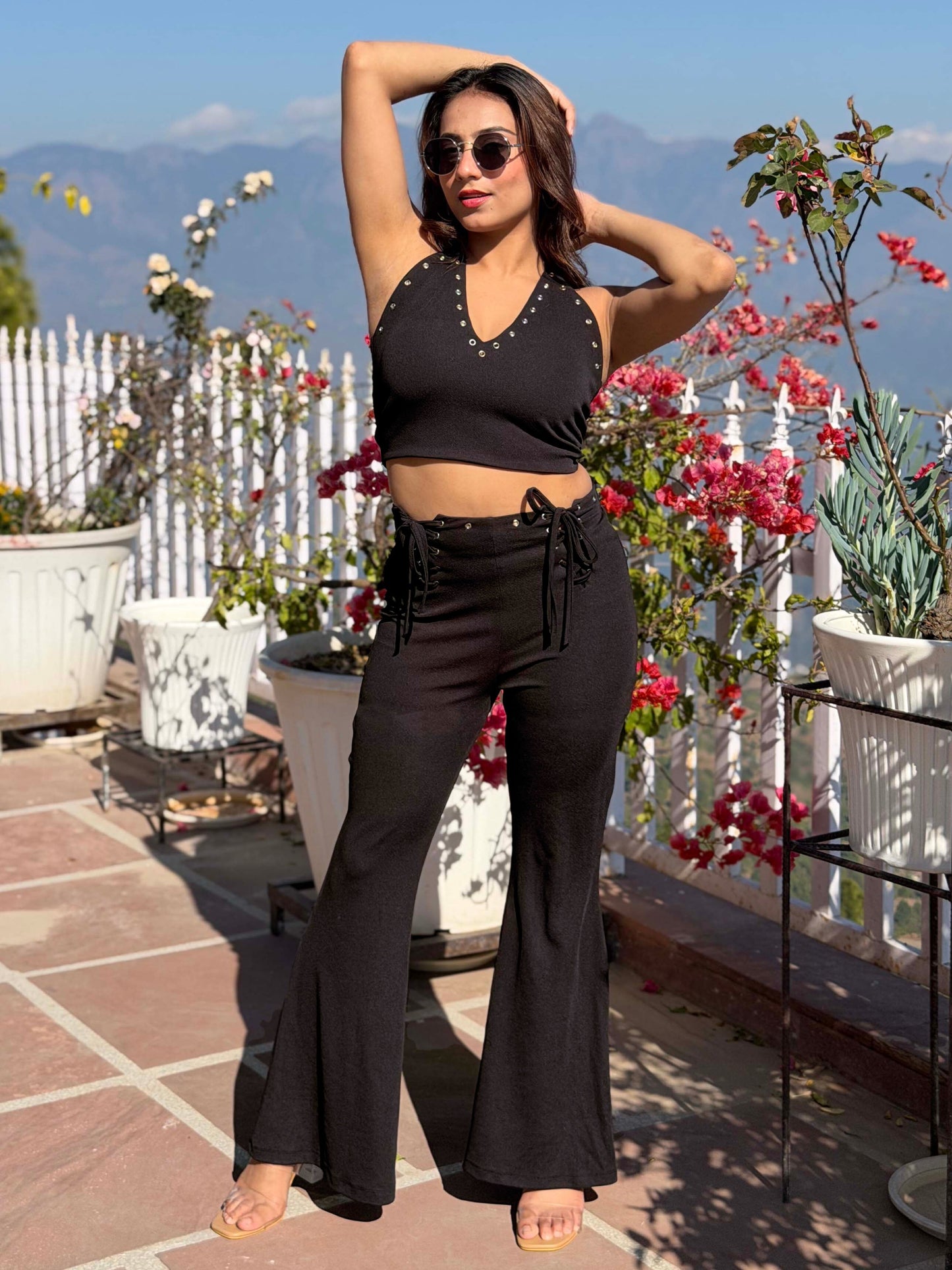 TANDUL Women Chic Black Detailed Co-ord Set