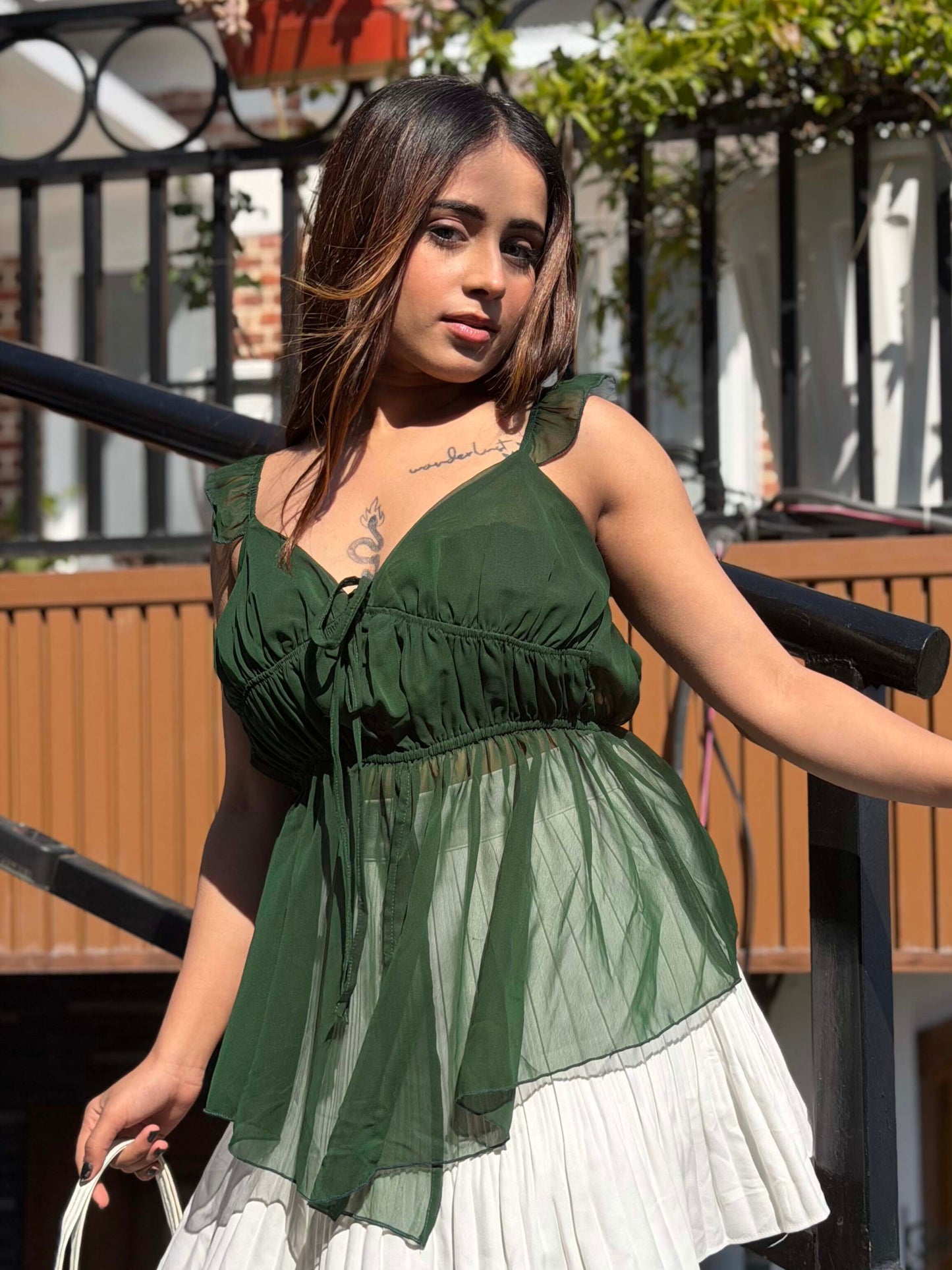 TANDUL Women Stunning Green Georgette Top