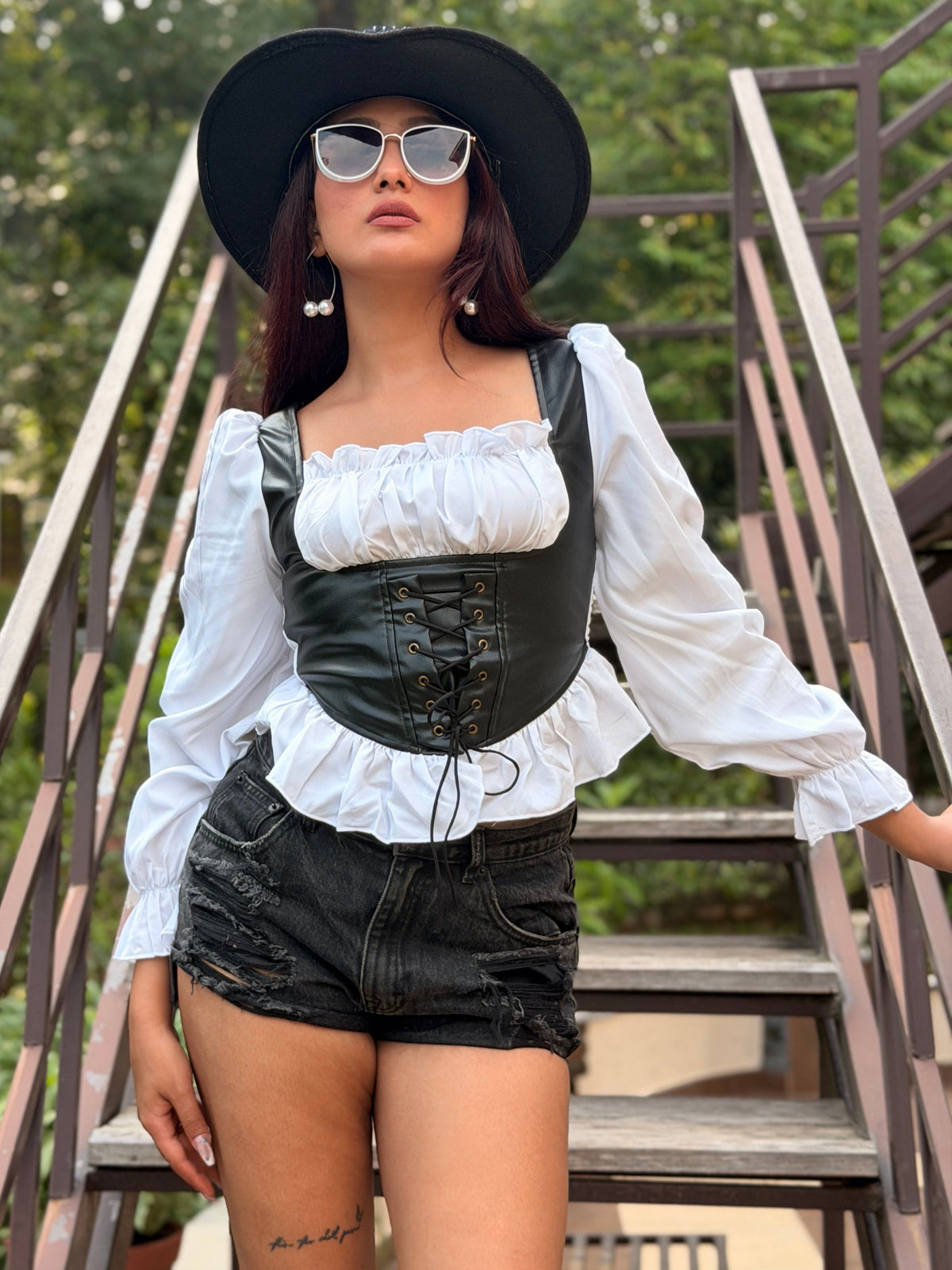 TANDUL Women Stylish White and Black top