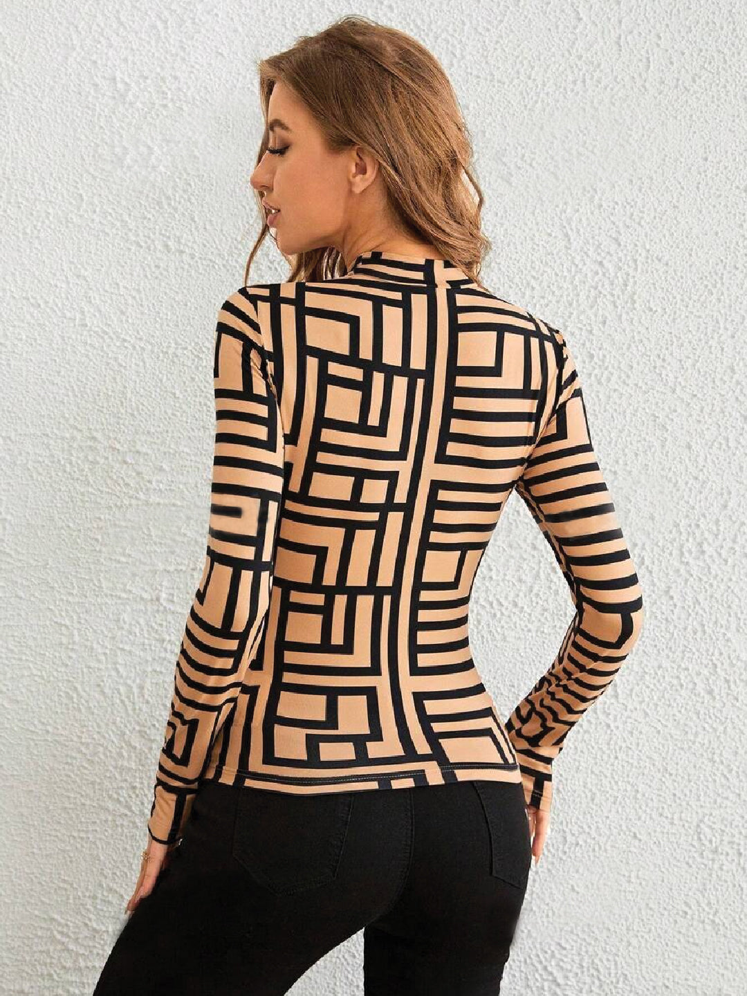 TANDUL  Casual Regular Sleeves Printed Women Beige Top