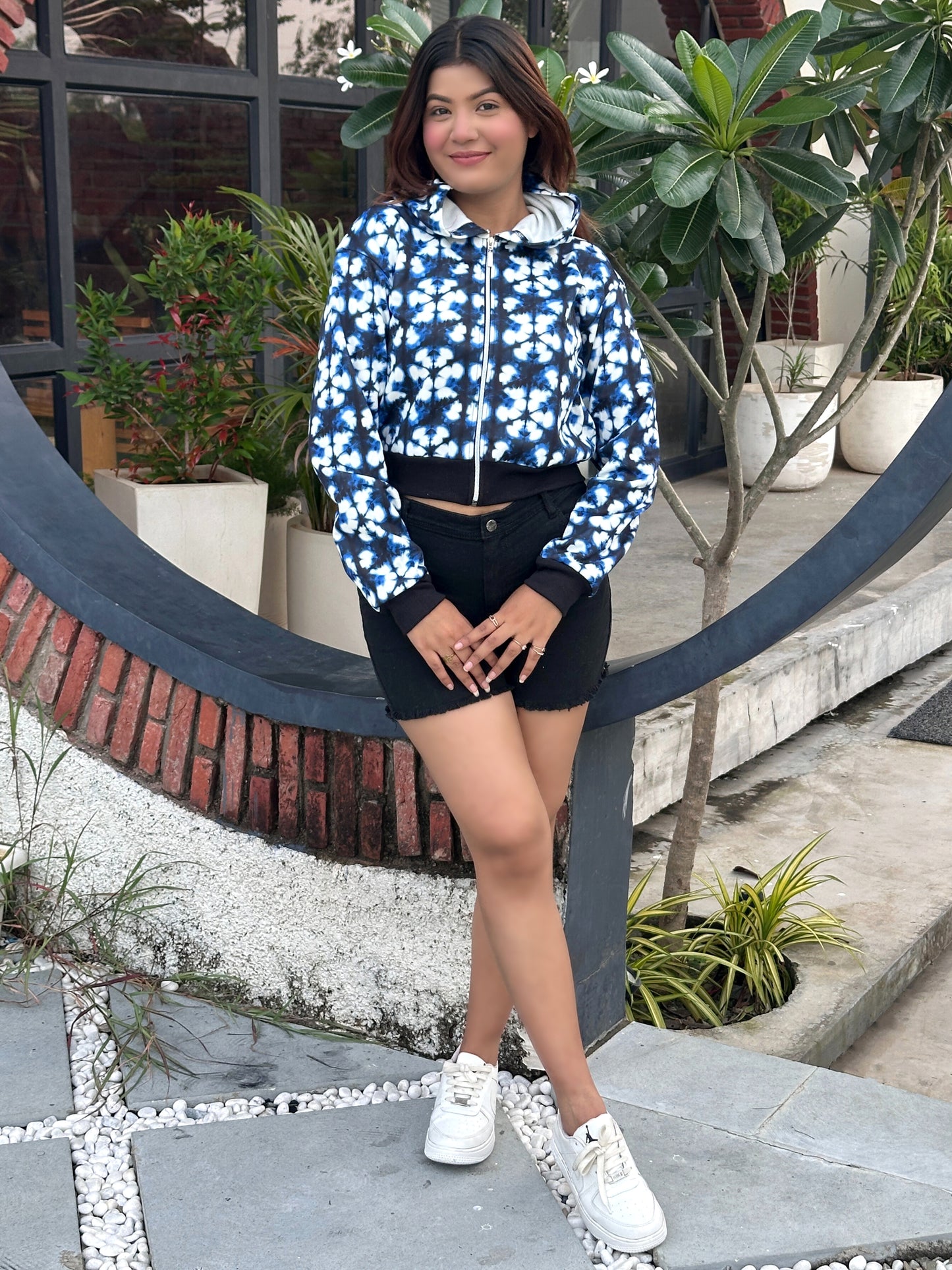 TANDUL Women Stylish Blue and White Jacket