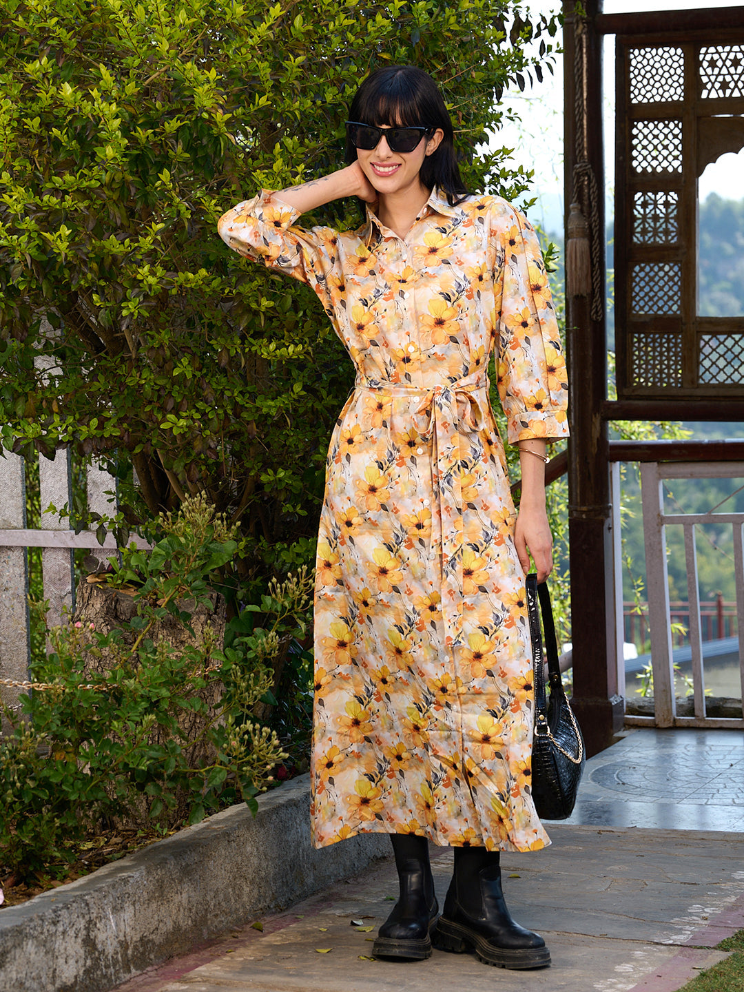 TANDUL Women Yellow Floral Printed Dress