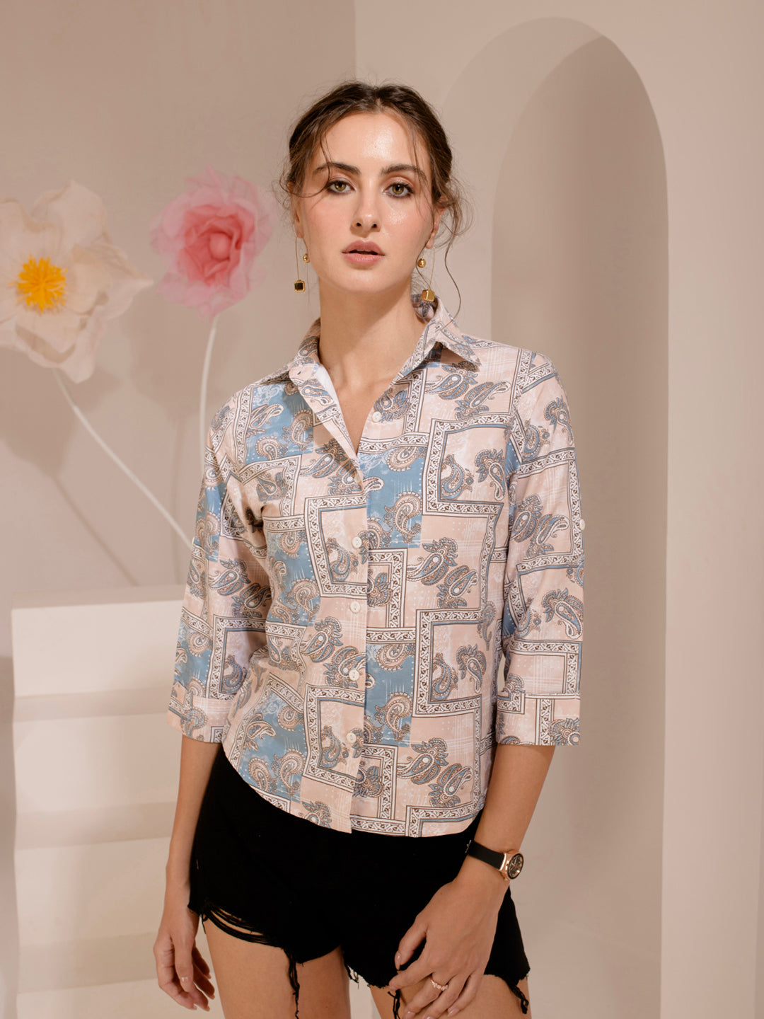 TANDUL  Women Regular Fit Printed Built-up Collar Casual Shirt