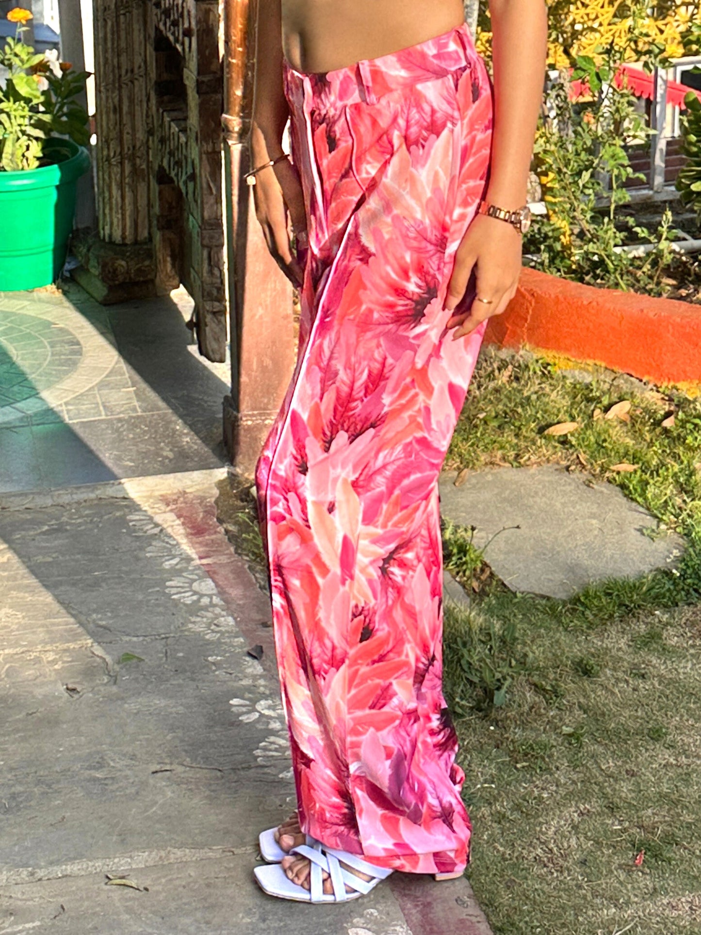 TANDUL Women Pink Feather Printed Trouser