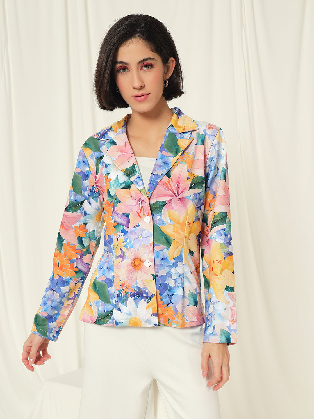 TANDUL  Fleece Floral Print Coat For Women