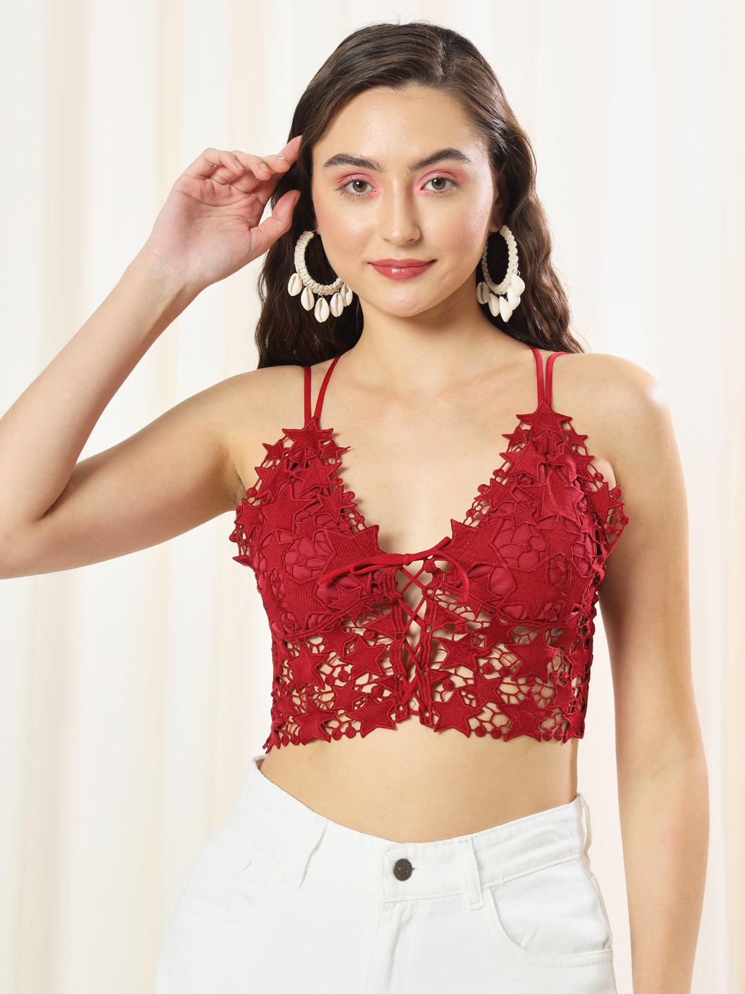 TANDUL  Casual Sleeveless Solid Women Maroon Top