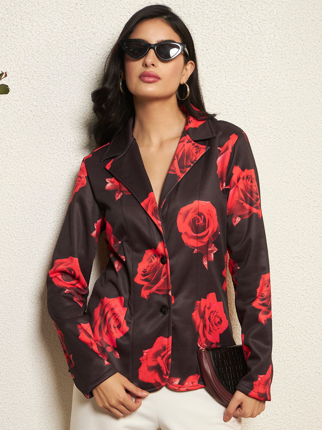 TANDUL Women Stunning Rose Printed Blazer