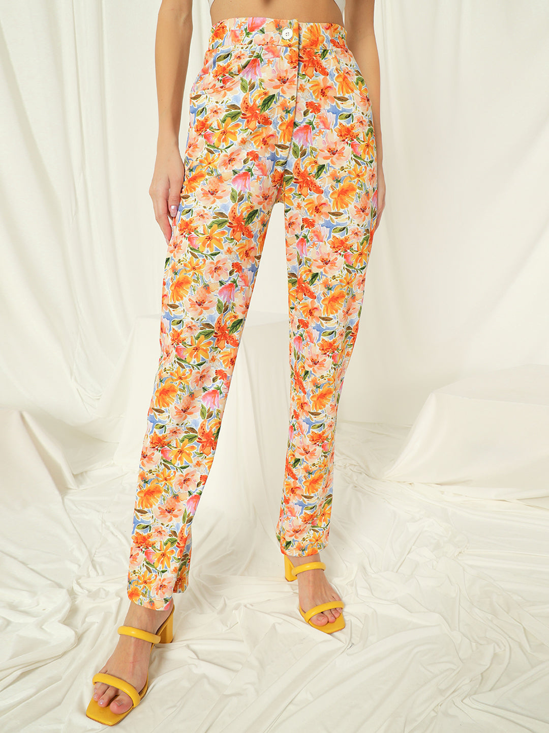 TANDUL  Women Regular Fit Multicolor Lycra Blend Trousers