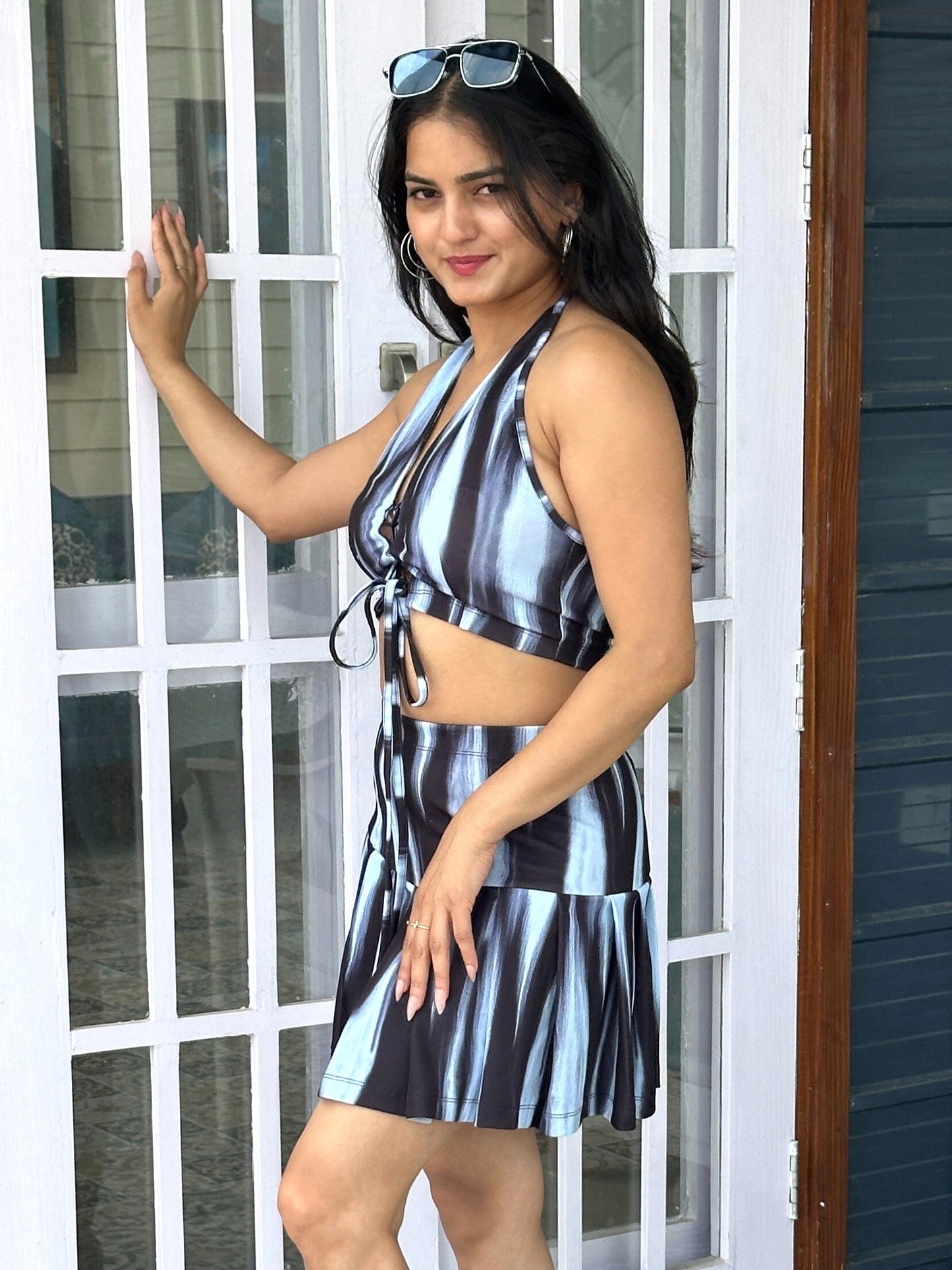 TANDUL Women Stunning Black and White Tie Dye Co-ord Set