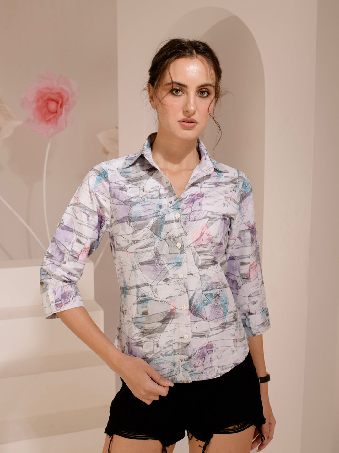 TANDUL  Women Regular Fit Printed Built-up Collar Casual Shirt