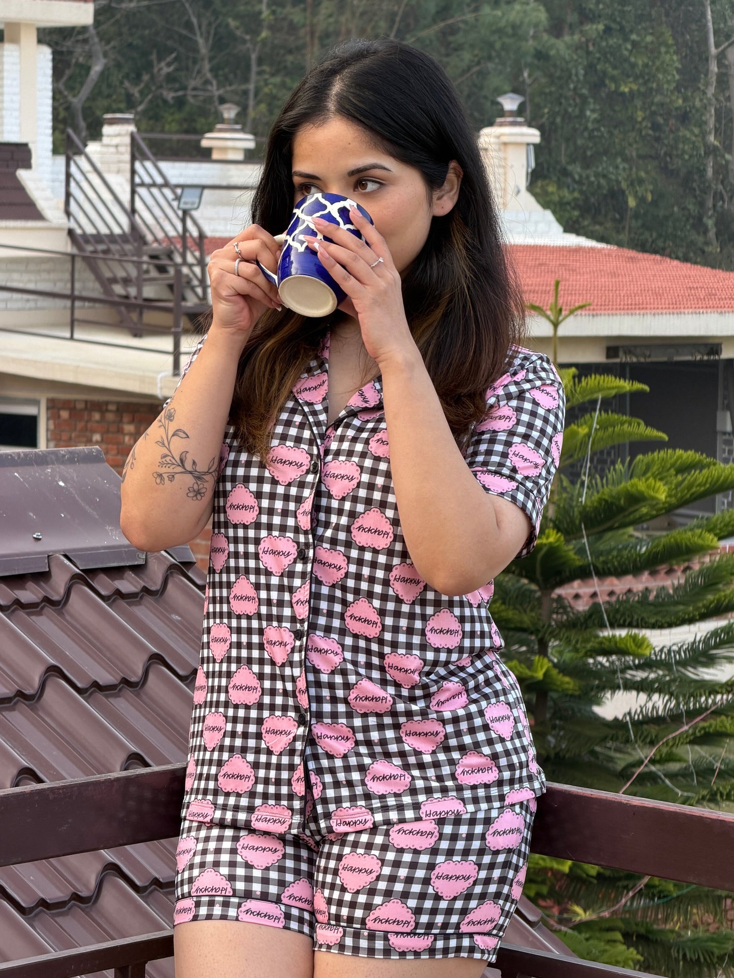 TANDUL Women Stylish Checkered Nightsuit