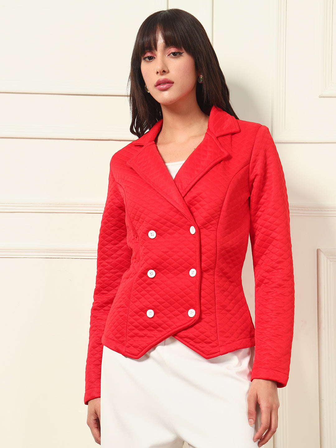 TANDUL Women Elegant Red Blazer